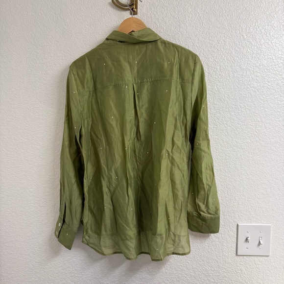 Bailey 44 Top Green Long Sleeve Embellished Spring Sparkle Top Size Large - Picture 2 of 5